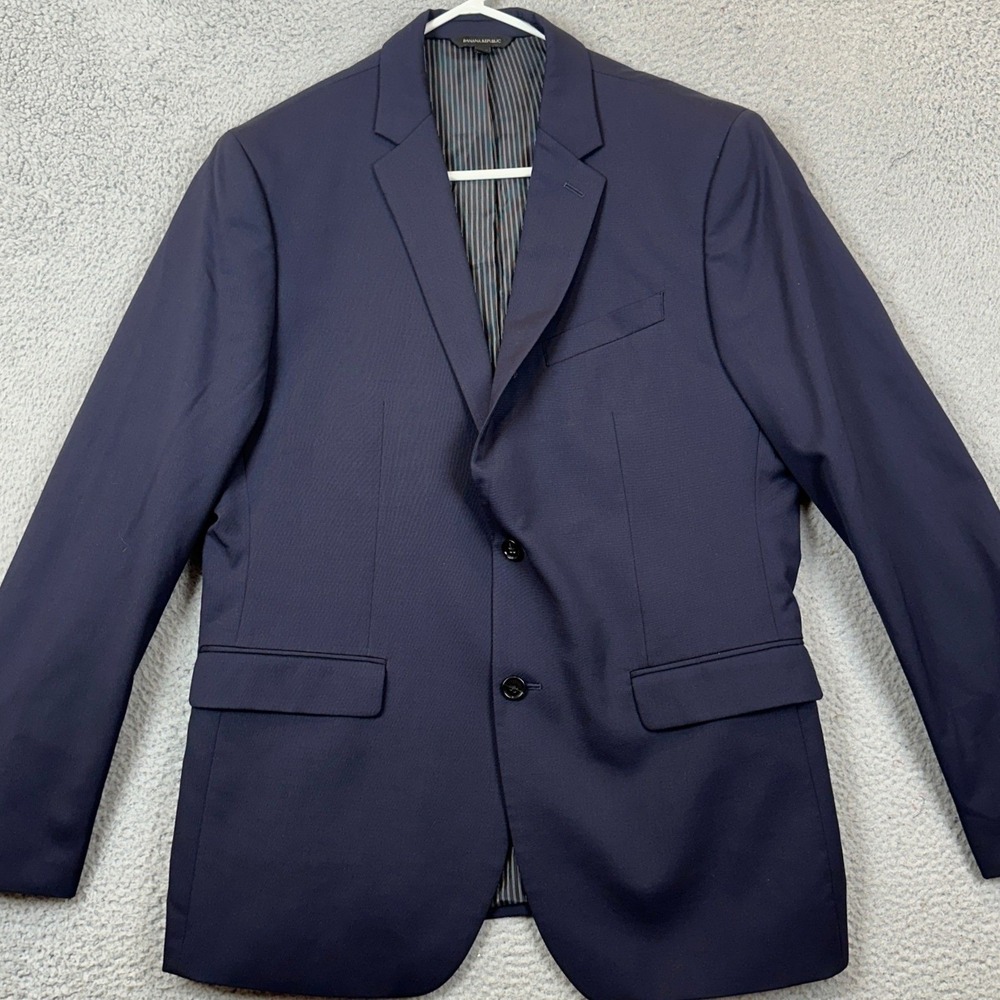 Banana Republic Blazer Mens 44R Blue  Slim Fit Marzotto Italian Super 120s Wool